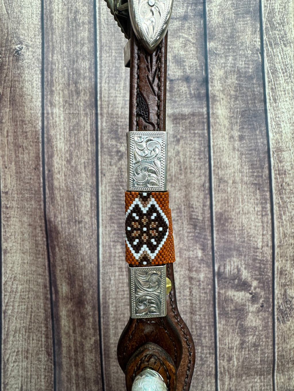 Sterling Overlay Beaded Headstall #79