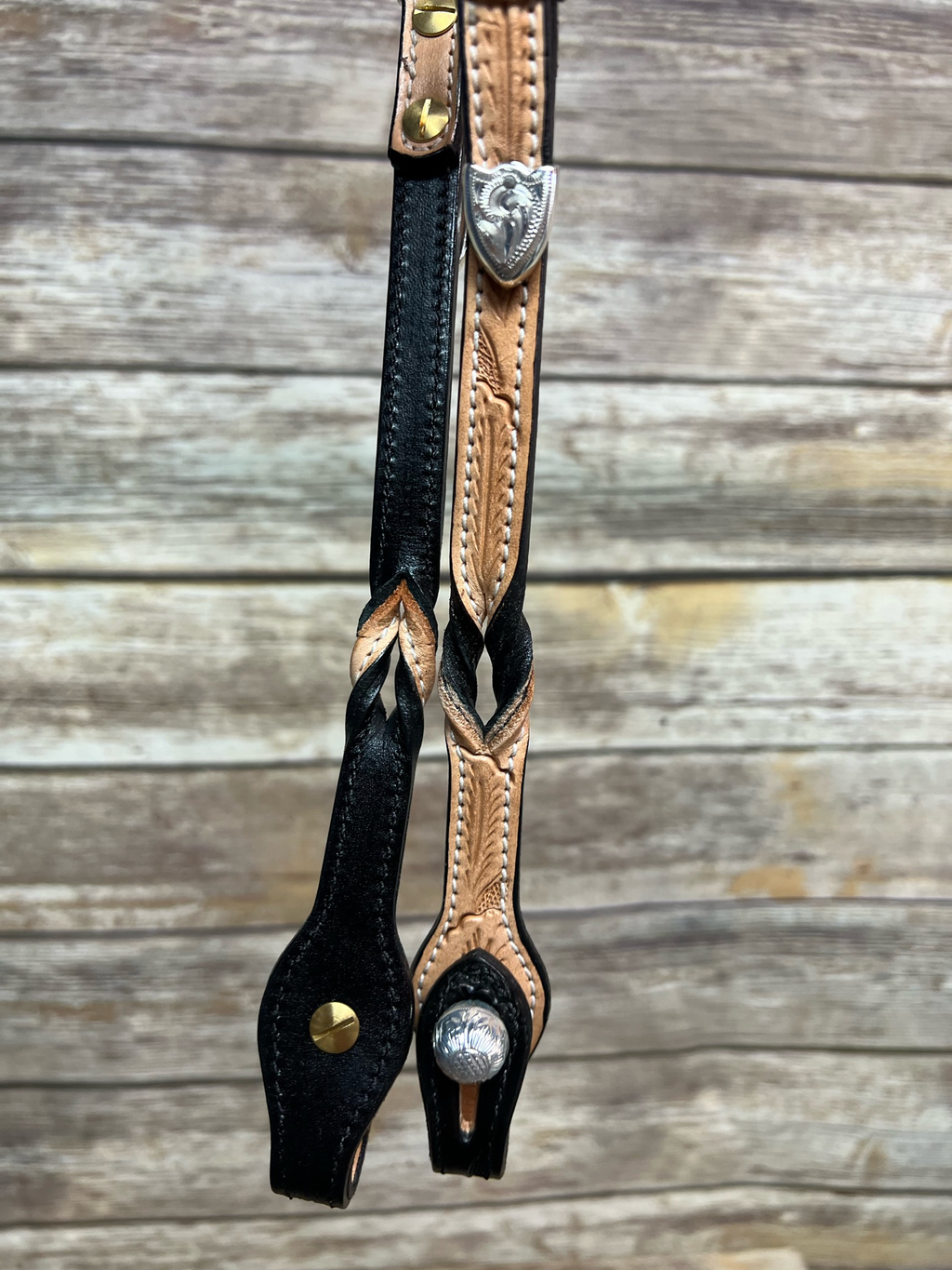 Sterling Overlay Two Tone Twisted Headstall #37