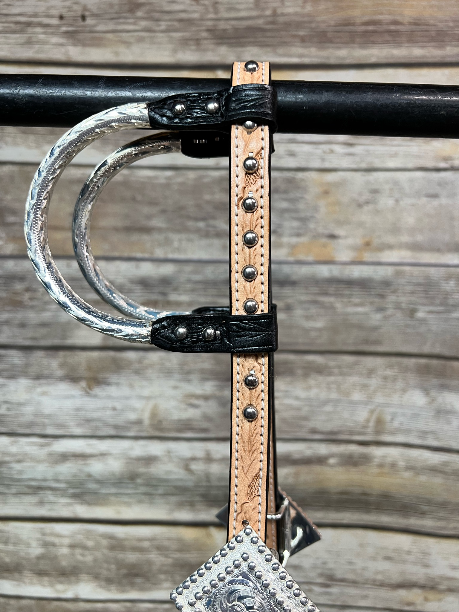 Sterling Overlay Two Tone Twisted Headstall #37
