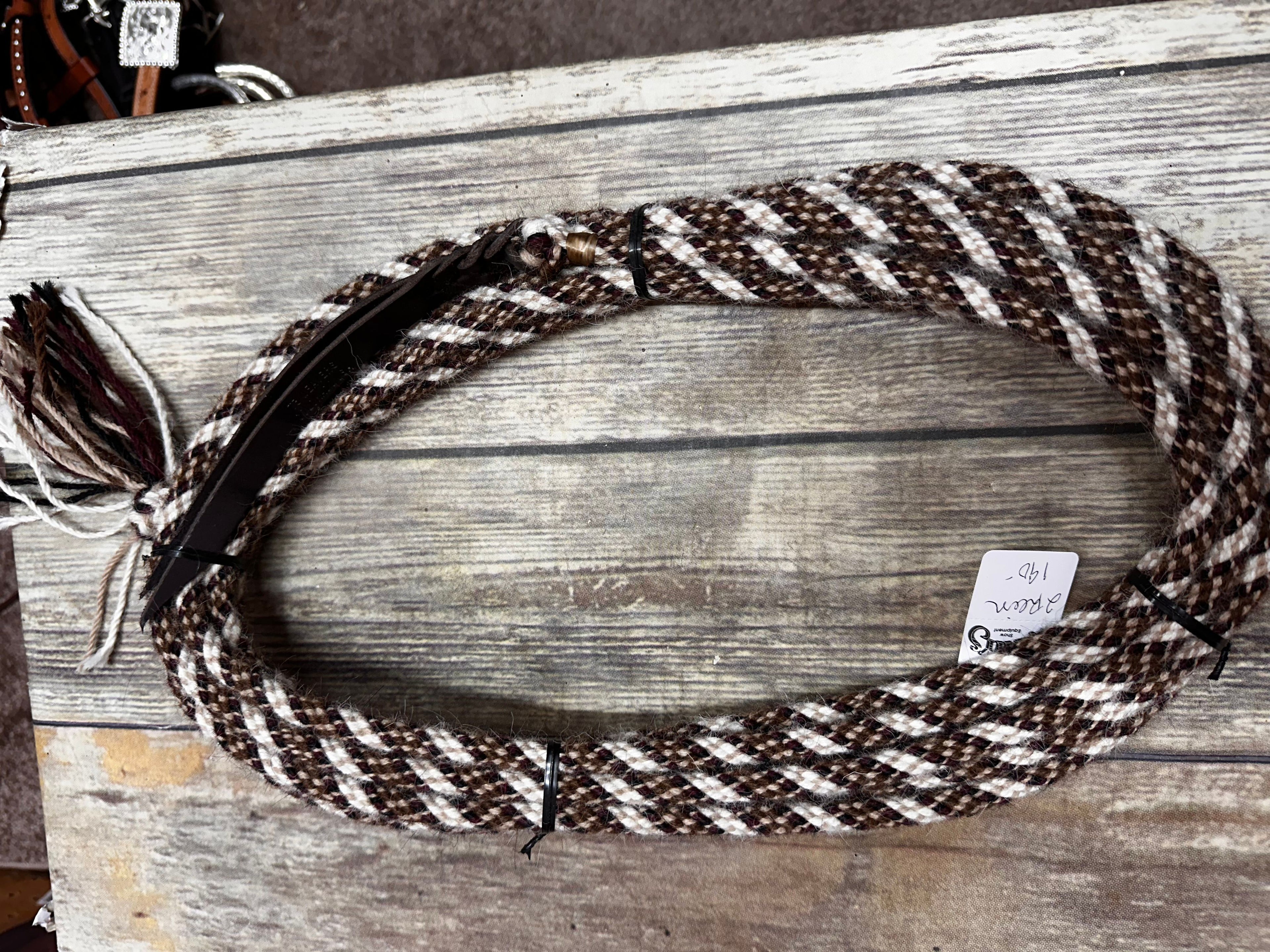 Alpaca 2 Rein Mecate tan/brown/cream/burgundy/white