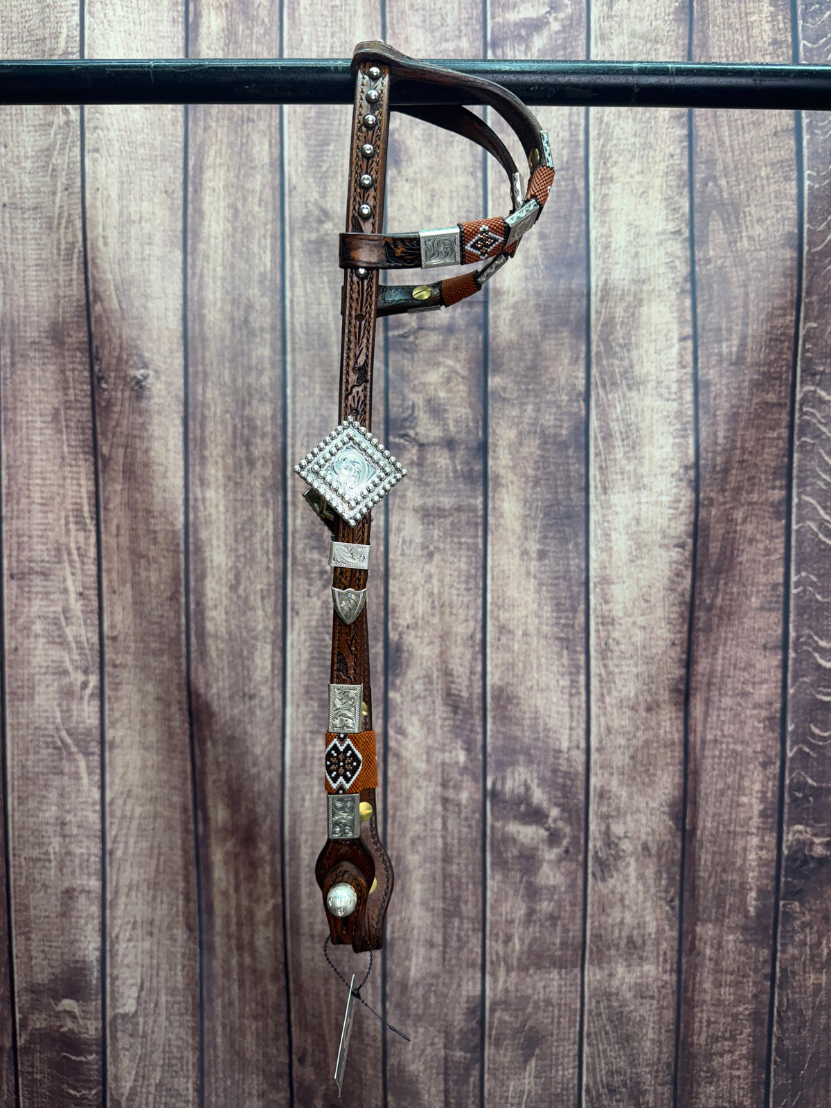 Sterling Overlay Beaded Headstall #80